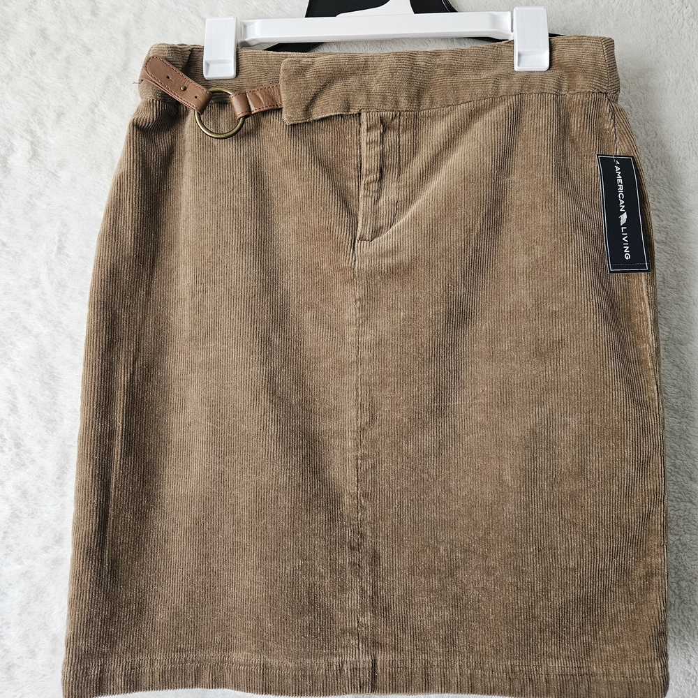 American Living Women’s Corduroy Tan Skirt with Belt